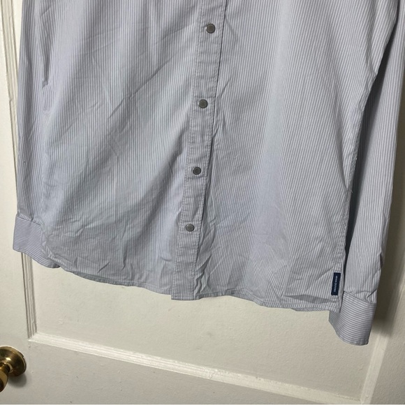 Armani Exchange gray textured stripe snap button up shirt mens S slim - Picture 4 of 11